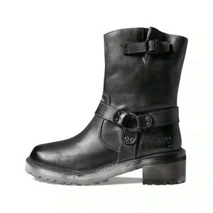 ROAN Bed Stu Distressed Biker Boots Size 7 Black Harness Western Ankle Combat